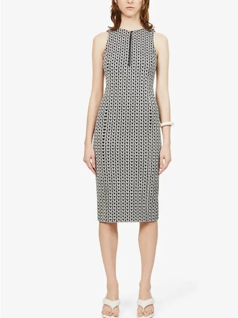 MaxMara Folgore Monogram-Print Cotton-Blend Midi Dress NWOT US2